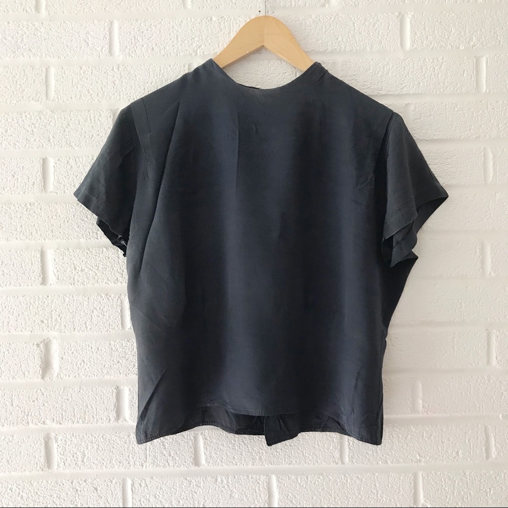 Vintage Silk Button Back Crop Top Carol Benson XS